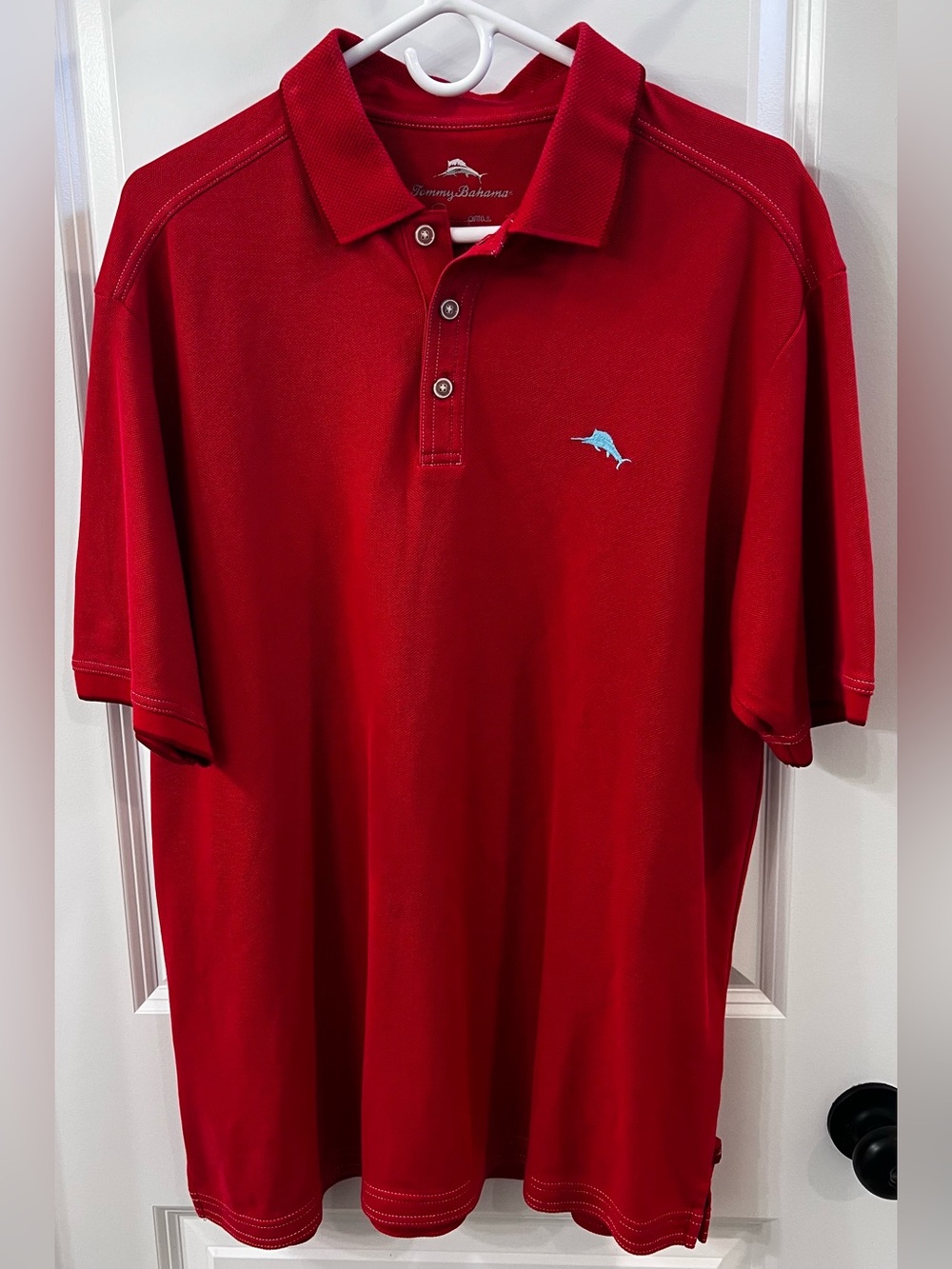 EUC Tommy Bahama Men's Red Polo Shirt - Short Sleeve, L
